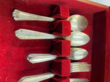 Vtg Luxor Wallace Plate Silverware Flatware Set Wood Box 30's Antique Art Nouvea