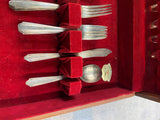 Vtg Luxor Wallace Plate Silverware Flatware Set Wood Box 30's Antique Art Nouvea