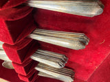 Vtg Luxor Wallace Plate Silverware Flatware Set Wood Box 30's Antique Art Nouvea