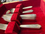 Vtg Luxor Wallace Plate Silverware Flatware Set Wood Box 30's Antique Art Nouvea