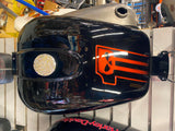 Vivid Black Harley FXR Gas Fuel tank Center fill Chopped custom Graphix Paint!