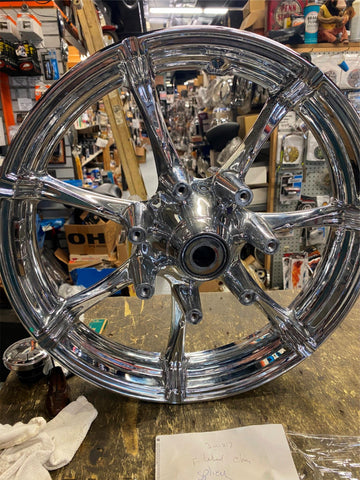 Chrome Front CVO harley splicer Mag wheel Dual Disc Touring FLH Glide 3x17 7 Spo