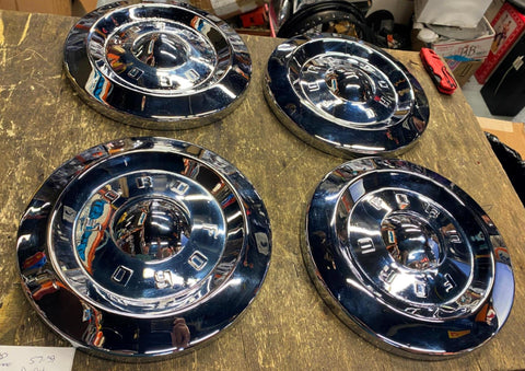OEM 1957 1958 1959 Ford Hubcaps Ranchero Fairlane Galaxie 300 Hubcaps Dog Dish