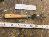 Antique Civil War Period Utensil 3-Tine Fork Bone Handle Flatware Pewter 1860's
