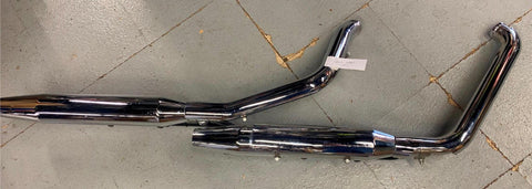 2000^ Stock Exhaust Harley Softail OEM Heritage Fatboy Mufflers heat shields mou