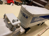 RARE VTG 1960's STRUCTO FORD KROGER TIN TOY SEMI STEEL TRUCK PRIVATE LABEL 23"