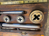 Vtg Tools Sears Roebuck Invincible Screw Plate tap die set Large Wood Case 1902!