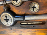 Vtg Tools Sears Roebuck Invincible Screw Plate tap die set Large Wood Case 1902!