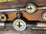 Vtg Tools Sears Roebuck Invincible Screw Plate tap die set Large Wood Case 1902!