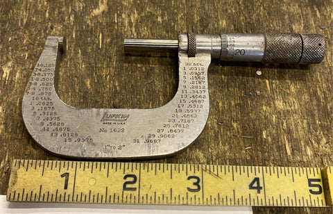 Vtg Lufkin 1622 Outside Micrometer 1-2" USA Tools Machinist Mechanic Die