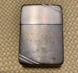 Vtg 1938-1941 4 Barrel Hinge Early Zippo Lighter Diagnol Line Edging Round Corne
