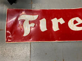 Vtg Firestone Embossed Tin Display Sign 72x14 OIL Gas Service Station Garage Cav