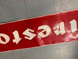 Vtg Firestone Embossed Tin Display Sign 72x14 OIL Gas Service Station Garage Cav