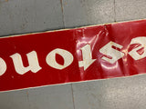 Vtg Firestone Embossed Tin Display Sign 72x14 OIL Gas Service Station Garage Cav