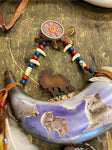 Bradford Exch Sacred Sentinels Sacred Gaurdians Wolf Powder Horn Native American