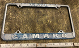 Vtg 1968 Camaro License plate Frame Hot Rod Man Cave garage Sign Advertising!