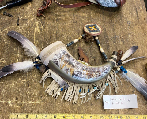 Bradford Sacred Sentinels Dream Gaurdians Wolf Powder Horn Native American