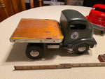 SMITH MILLER TIN TOY SEMI STEEL TRUCK FLAT NOSE MILITARY ARMY FLATBED HAULER 50'