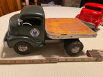 SMITH MILLER TIN TOY SEMI STEEL TRUCK FLAT NOSE MILITARY ARMY FLATBED HAULER 50'