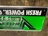 Vtg Interstate Tin Display Sign 29x8 OIL Gas Service Station Garage NFL Football