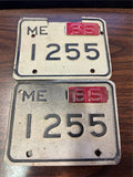 VTG Original 1965 Maine Motorcycle License Plate 1255 Harley Indian front & Rear