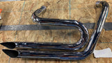 Custom Exhaust Pipes Harley Softail Custom Chopper Flame Cut tips Santee Snub no