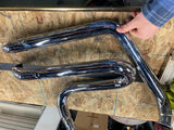 Custom Exhaust Pipes Harley Softail Custom Chopper Flame Cut tips Santee Snub no