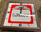 Vtg 80's Budweiser Light Beer Sign Clock 13" Man Cave Garage TAvern Breweriana!