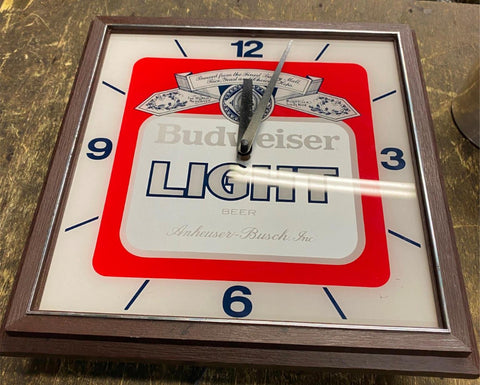 Vtg 80's Budweiser Light Beer Sign Clock 13" Man Cave Garage TAvern Breweriana!