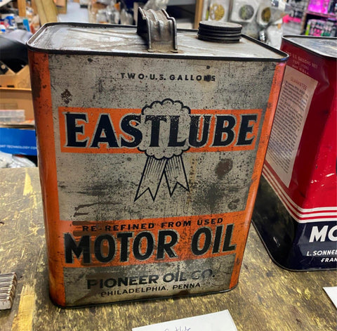 Vtg Pioneer Oil Co Eastlube Motor Oil 2 Gallon Can Pa Pennsylvania Collectible!