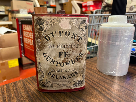 VTG Antique Made In USA 1920s Dupont Superfine FF Gunpowder Tin EMPTY