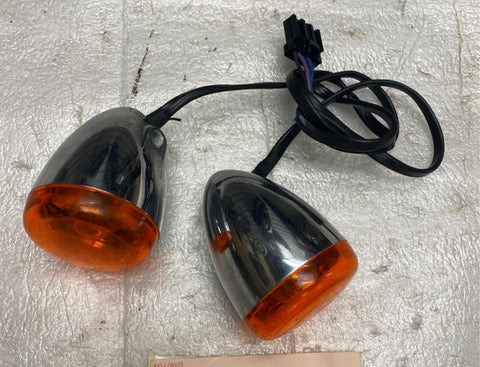 Pair Front Turn Signals OEM Harley Sportster Dyna Softail bullet Vrod Wired Plug