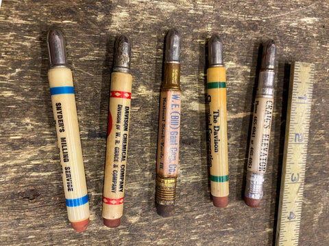 Lot Vtg Advertising Mini Bullet Pencils Fertilizer Elevator Stock yard Milling