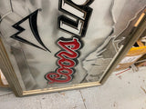 Vtg 44x26 Coors Light Beer Sign Mirror Framed Breweriana man Cave Decor silver b