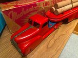 MARX PRESSED STEEL TIN TRUCK TOY LOG HAULER Vtg  Wind Up 1930'S Orig Box Mint!