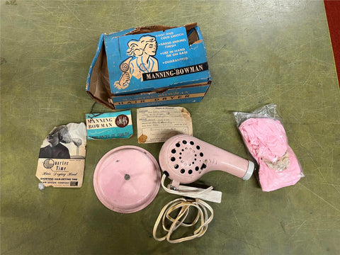 Vintage 1950s Made In USA Manning Bowman Atomic Pink Hair Dryer Stand Adjustable