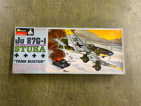 Vintage 1968 Monogram JU-87G1 Stuka PA 207 1/4" Scale Model Kit Plastic