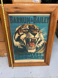 Vtg BARNUM BAILEY Circus CarnivalTiger Poster Greatest Show Earth Framed  41x31