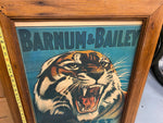 Vtg BARNUM BAILEY Circus CarnivalTiger Poster Greatest Show Earth Framed  41x31
