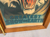 Vtg BARNUM BAILEY Circus CarnivalTiger Poster Greatest Show Earth Framed  41x31