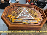 NOS Blatz Americas Great Light up Beer Sign Breweriana Advertising Heilman Wood!