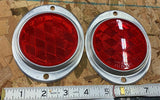 2 Vtg PM-472 SAE-a-62 Reflectors Aluminum Semi Truck Trailer Auto Universal Pair