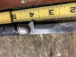 Colonial Fixed Blade Knife Hunting Fighting Prov USA Sheath Vtg Black Bone 4" Bl