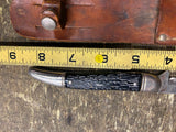 Colonial Fixed Blade Knife Hunting Fighting Prov USA Sheath Vtg Black Bone 4" Bl