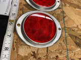 2 Vtg PM-472 SAE-a-62 Reflectors Aluminum Semi Truck Trailer Auto Universal Pair