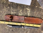 Colonial Fixed Blade Knife Hunting Fighting Prov USA Sheath Vtg Black Bone 4" Bl