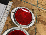 2 Vtg PM-472 SAE-a-62 Reflectors Aluminum Semi Truck Trailer Auto Universal Pair