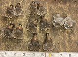 Vtg Flower Glass Brass Drawer Pulls Handles Cabinet Knobs Lot Victorian 1900's