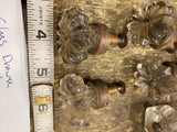 Vtg Flower Glass Brass Drawer Pulls Handles Cabinet Knobs Lot Victorian 1900's