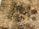 Vtg Flower Glass Brass Drawer Pulls Handles Cabinet Knobs Lot Victorian 1900's